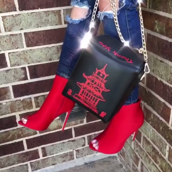 🔥New🔥 Size 8.5 Left. Red Peep Toe Booties. - Picture 5 of 8